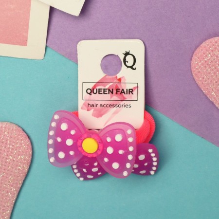Hair gum "Baby" (set 2 pcs) bow, 3 cm, lilac