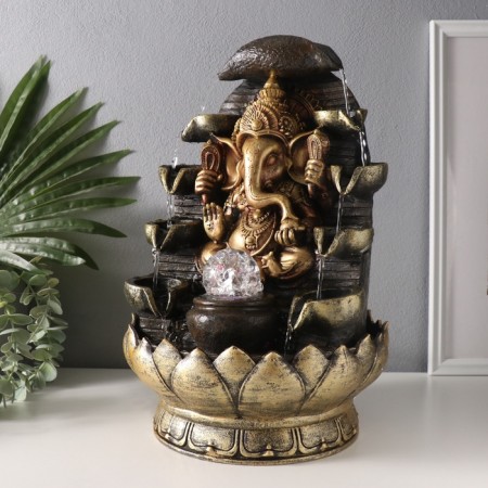 The desktop fountain from the network, the backlight "Ganesha in the Temple" Bronze 40x25x25 cm-3