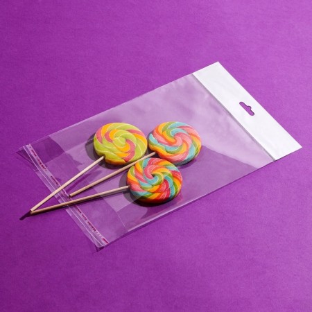 BOPP package with adhesive valve, transparent 16 x 20/4 cm, 25 μm-8