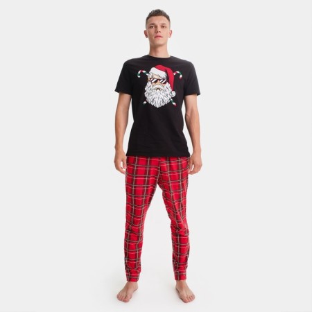 Pajama New Year's male KAFTAN "Santa Claus", red/black color, size 54-6
