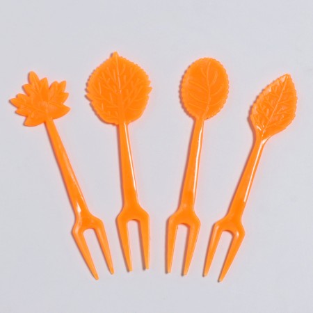 Autumn leaves skewers, set 50 pcs, color orange