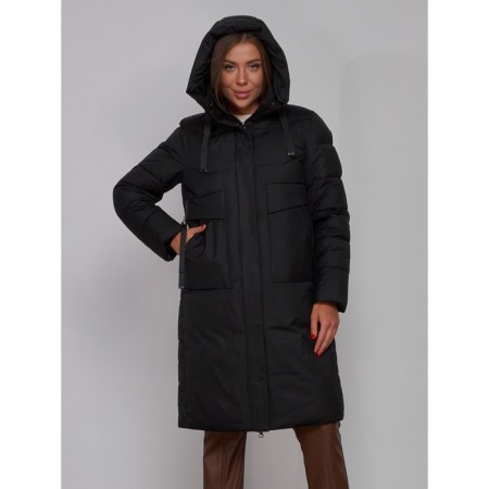 Coat insulated winter female, size 46, black color-7
