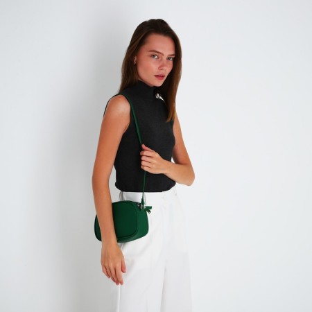 Bag Cross-Bodi with a zipper, green color-5