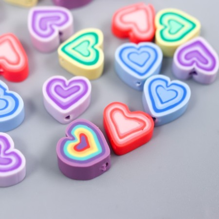 Beads for PVC Creativity "Colorful hearts" set 25 pcs 0.5x0.9x1 cm-1