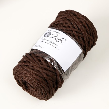 Knitting cord 100% polyester, width 5 mm 100m (chocolate)-1