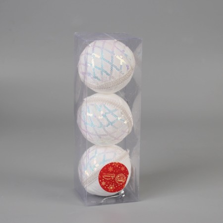 Set of balls plastic D-8 cm, 3 pcs "tenderness" white-1
