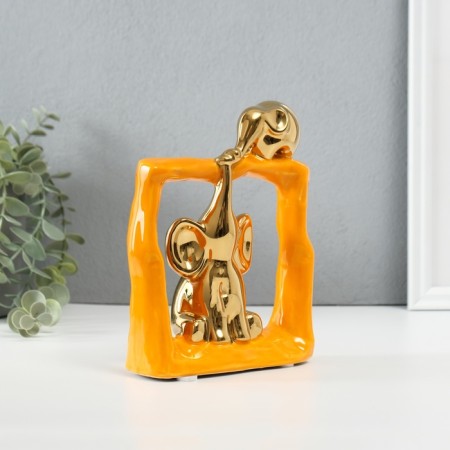 Souvenir Ceramics "Eliors - Support. Square" Orange with gold 6x13.5x17.5 cm-1