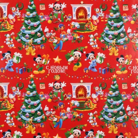 New Year. Packaging paper, 70x100 cm, Mickey Mouse-1