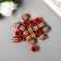 Beads for creativity plastic "Striped cylinder with red" set of 20 pcs 1x1.2x1.2 cm