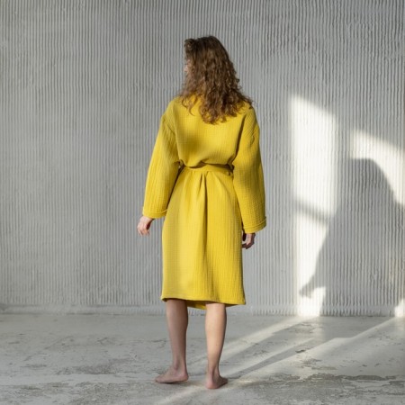 Shifu robe, size l, mustard color-2