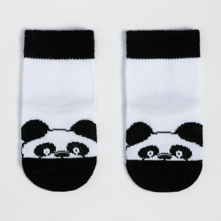 Children's socks "Panda", white color, size 7-8