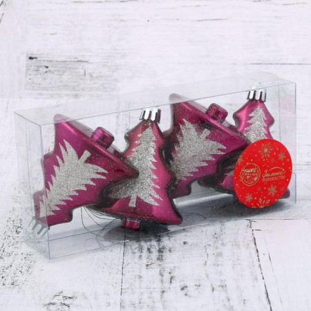 Jewelry decoration "Double Christmas tree" 6x7 cm (set 4 pcs)-1