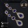 Hanging earrings with “evening” rhinestones, white-blue color in gold, 7 cm