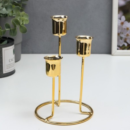 Summary Metal for 3 candles "ascent" gold 16x9x9 cm-1