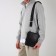 Male bag, textura over the shoulder, genuine leather, black color