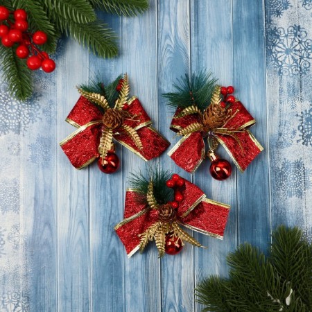 Jewelry decoration "Balt Izvsk" (set 3 pcs) 10x7 cm, red