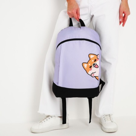 School textile “Corgi”, 46x30x10 cm, vertical pocket, purple color-6