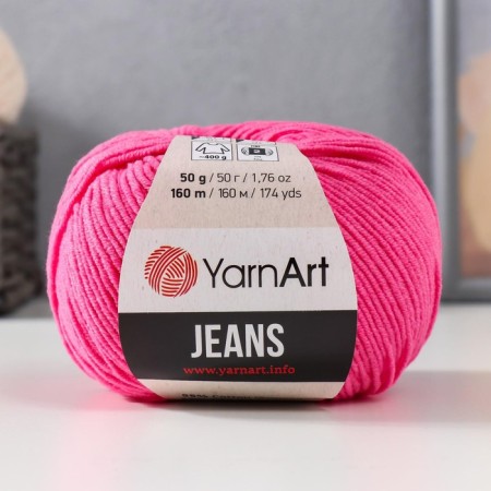 Yarn "Jeans" 55% cotton, 45% acrylic 160m/50g (42 bright pink)-5