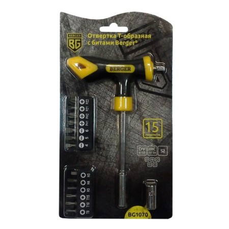 T-shaped screwdriver with bits Berger, 15 items