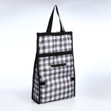 Folding bag on Velcro, 2 wheels, black/white color