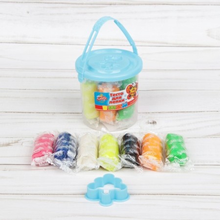 Modeling dough 7 colors, 105 g + 1 mold + lid-form, mix-7