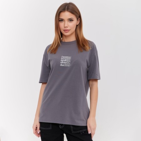 Female T-shirt, dark gray color, one size (42-46)