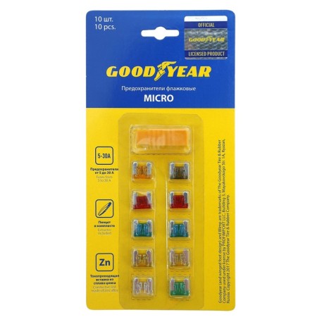 Goodyear flag fuses “micro” 10 pcs + extractor, 5 a - 30 a