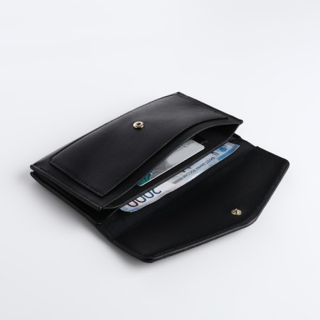 Women's wallet on the button, black color-3