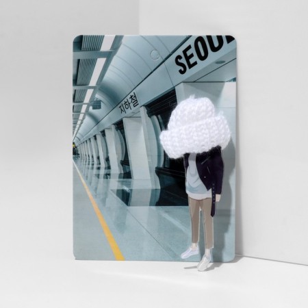 Brooch "Girl" in jacket, color in silver