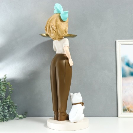 Souvenir Polystone stand "Girl with a blue bow and a cat" D = 26 cm 76x27x35 cm-5