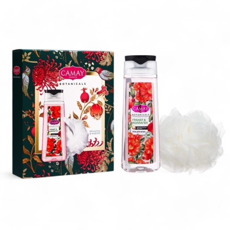 Gift set Female Camay "Pomegranate flowers": shower gel, 250 ml + washcloth