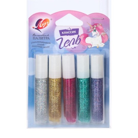 Gel with sparkles "Ray", 5 colors x 5 ml, "Shine"