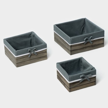 A set of handmade interior baskets LADOM, square, 3 pcs, size: 15 × 15 × 9 cm, 19 × 19 × 10 cm, 23 × 23 × 11 cm-6