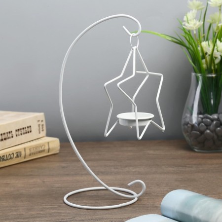 Summary Metal 1 Candle "Star on the arc" White 20.5x10x10 cm-2