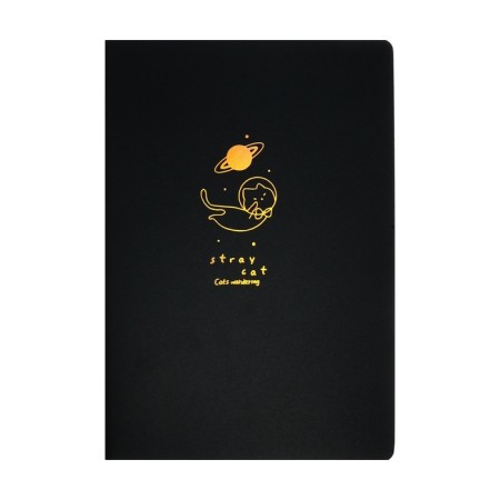 A5 sketchbook, 24 black sheets, "Cat Cosmonaut", density 110 gr., Mix-1