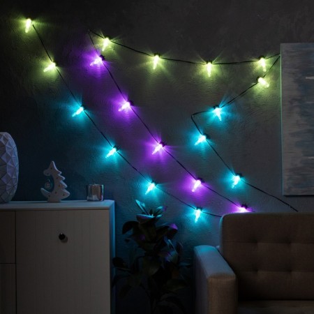 Smart garland "thread" 6 m with nozzles "bulbs with cones", IP20, dark thread, 20 LED, glow RGB, USB-2