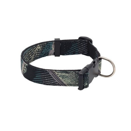 Nylon collar with print, 2.5 cm ok 40-55 cm, black