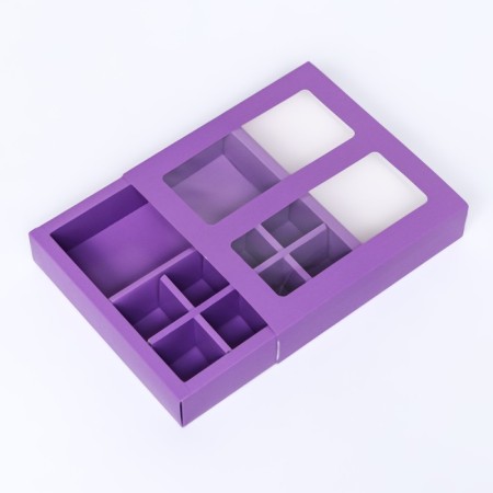Box for 8 sweets + chocolate, with a window, lilac, 17.7 x 17.7 x 3.8 cm-2