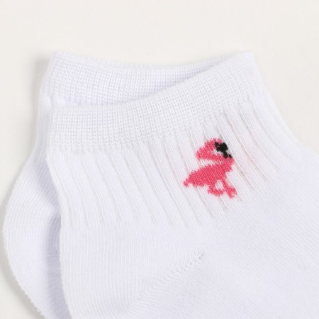 Women's socks shortened "flamingo", white color, size 23-25-2