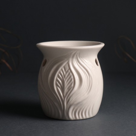 Aroma lamp ceramics "Foliage" White 8.9x8.9x9.3 cm