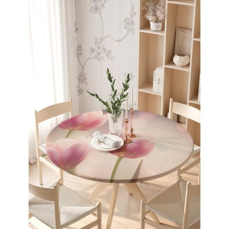 The tablecloth “Tenderness at dawn”, round, oxford, elastic band, size 140x140 cm, diameter 105-120 cm-2