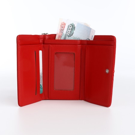 Women's wallet on the button, red color-5