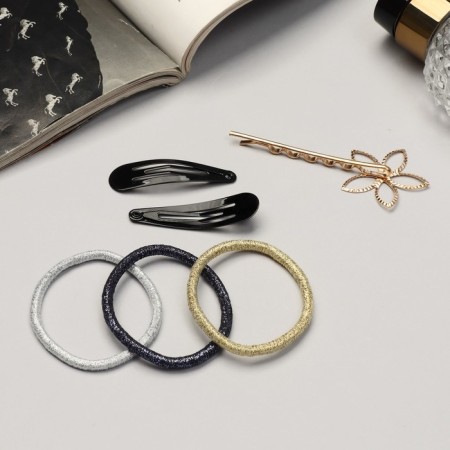 Hair set "Liora" (6 elastic bands, 3 invisibility 4.5 and 5.5 cm) flower-1