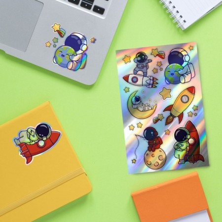 Holographic stickers (stickers) "Cosmonaut" 10x15 cm, 5-207-6