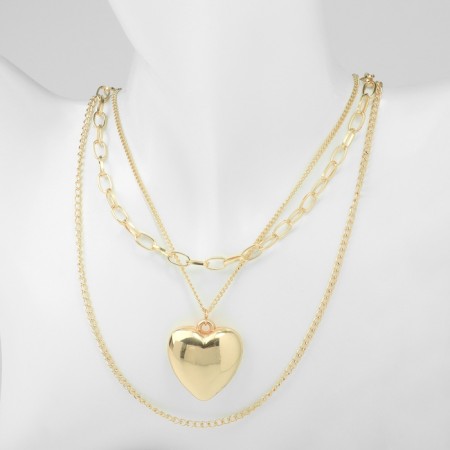 Pendant "chain" medallion, heart, color gold, 45cm-4