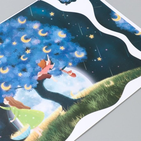 Sticker Plastic Interior color "Wood on the background of the moon" 30x45 cm-2
