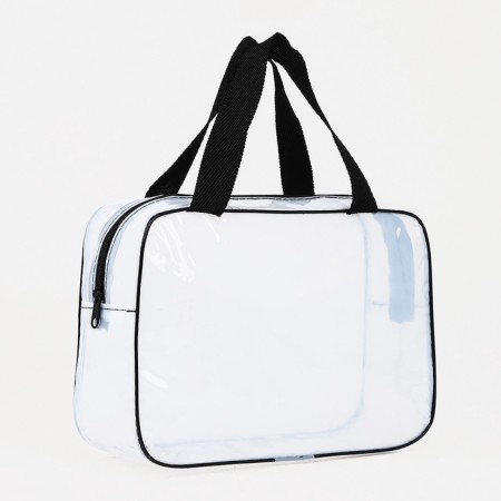 Cosmetic bag with lightning, white/black color