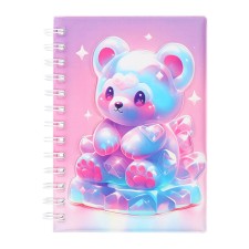 Notebook Gift Book on the comb 80l, line, color block, PVC cover 3D Bear (17.6x13.5cm) 105