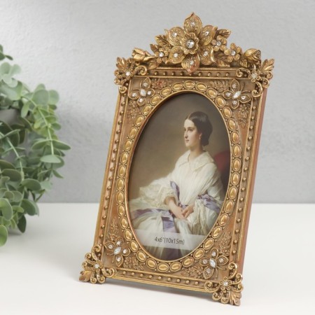 Photo frame Polystone 10x15 cm "Royal flowers" gold 22.5x14.5x3 cm-1