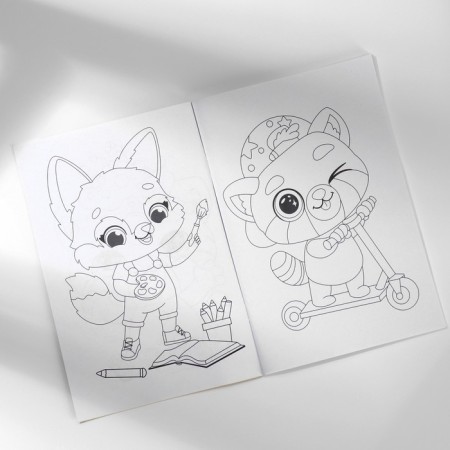 Chancellery set: notebook coloring, stencil, stickers and wax crayons of “there are no cats a lot”-9